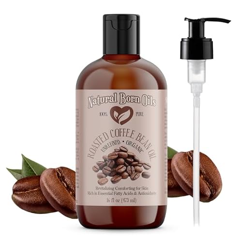 Natural Born Oils Roasted Coffee Bean Oil, 16oz, Organic, Cold-Pressed, Nutrient-Dense, Intense Skin Hydration, Hair Strengthener