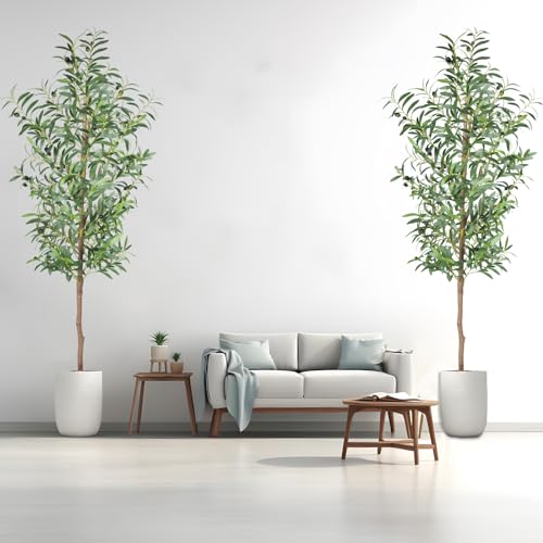 CETRD 2 Pack Faux Olive Trees 5FT Tall Indoor Outdoor Decorative Plants
