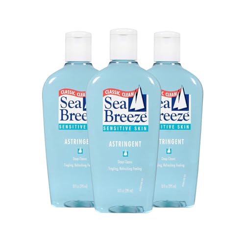 Seabreeze Deep Cleaning Facial Astringent for Sensitive Skin 10oz (Pack of 3) – Gentle, Oil-Control Toner for Delicate Skin