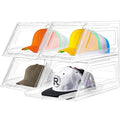 4 Pack Stackable Clear Hat Organizer for Baseball Caps with Sliding Drawer