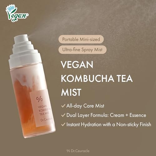 Vegan Kombucha Tea Face Mist - Hydrating Skin Spray with Niacinamide & Probiotics