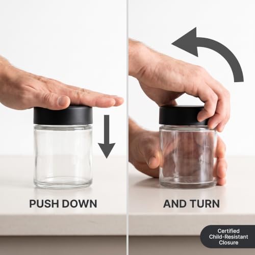 3 oz Glass Jars with Child-Resistant Black Caps - Bulk Storage for Cosmetics & Salves