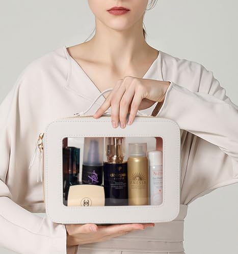 LETGO Large White TSA Approved Clear Makeup & Toiletry Bag for Travel