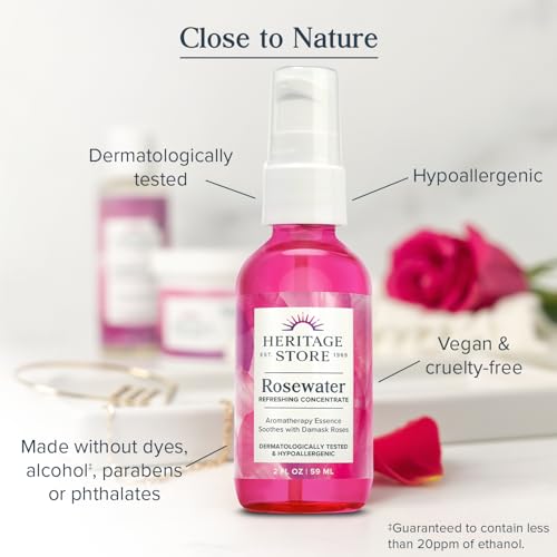 Heritage Store Rosewater Concentrate - Aromatherapy Facial Mist & Body Spray, 2 oz