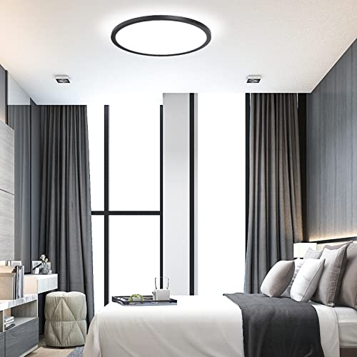 Black 8-Pack 12 Inch 3200LM Slim Flush Mount LED Ceiling Lights 6000K