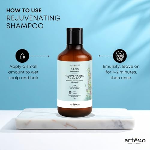 Artègo Rain Dance Oasis Rejuvenating Shampoo 10.2 oz – Hydrating Voluming Shampoo for Dehydrated, Dull Hair