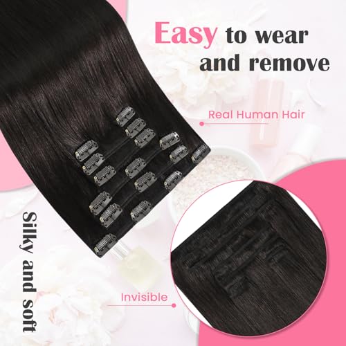 12 Inch Dark Brown Clip-In Hair Extensions - Remy Human Hair, 7 Pieces