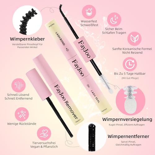 Natural Wispy Lash Clusters Kit, C Curl Soft Individual Lashes 8-16mm, DIY Eyelash Extensions with 0.05mm Thin Invisible Band, DIY Salon Kit with Bond Seal Remover Tweezer, FayJoo AIRY 12 Kit