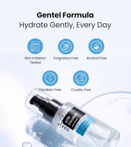 Coxir Hyaluronic Acid Serum 40% Concentration - Deep Hydrating Face Serum for All Skin Types, 1.69 fl oz