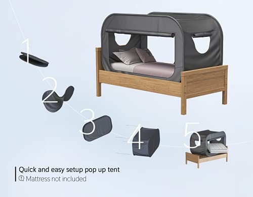 Twin Bed Tent Pop Up Privacy Canopy for Kids & Adults - Black - Plain