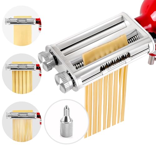 KitchenAid Pasta Maker Attachment Set - Stainless Steel Roller & Cutter with Spaghetti & Fettuccine Blades