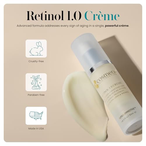 Retinol 1.0 Cr?me for Face and Neck, Anti Aging Retinol Moisturizer for Wrinkles and Fine Lines, Hydrating Night Cream with Vitamin A, E, B5, Hyaluronic Acid & Ceramides, 1 fl oz