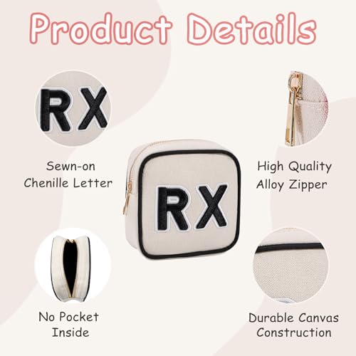 2-Piece Small and Medium Canvas RX Medicine Bags for Travel and Organization - Black