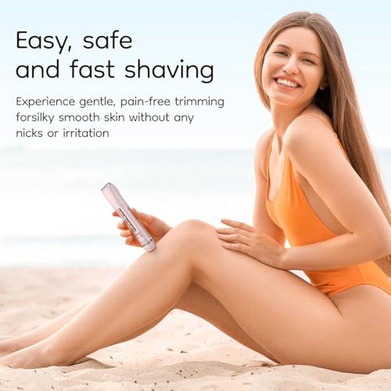 Bikini & Body Hair Trimmer for Women, Dual Head - IPX7 Waterproof Electric Razor for Gentle Pubic, Facial, Underarm, and Leg Shaving