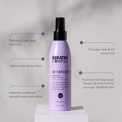 Keratin Complex Restorative Leave-In Lotion for Blow Drying 5oz - Heat Protectant & Smoothing