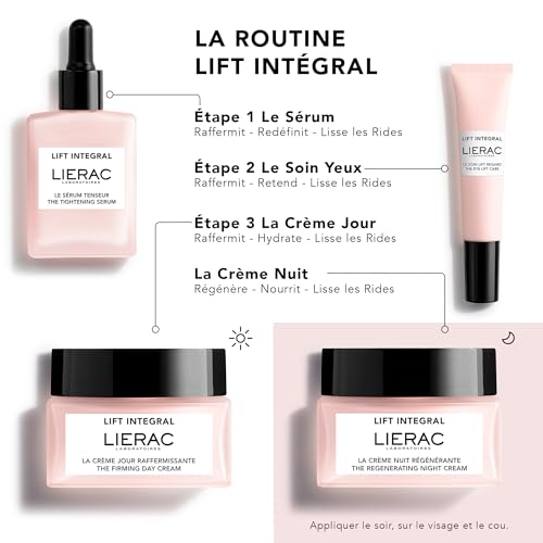 Lierac Lift Integral Regenerating Night Cream, Regenerates, Nourishes, Smoothes Wrinkles, Anti-Wrinkle, Facial Moisturizer, Firming & Smoothing Cream for Night Use - 50ml