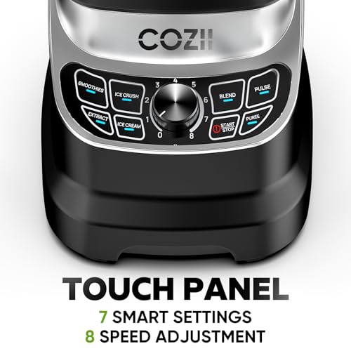 COZII Black 2000W Professional Countertop Blender with 64oz Pitcher & 21oz To-Go Cup