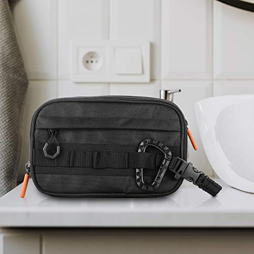 Fitdom Tactical Toiletry Bag for Men - Travel Dopp Kit with 6 Compartments, Jet Black