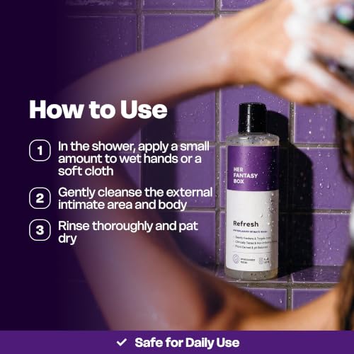 Her Fantasy Box Refresh pH Balancing Feminine Shower Gel - 16 oz, Natural & Gentle Care