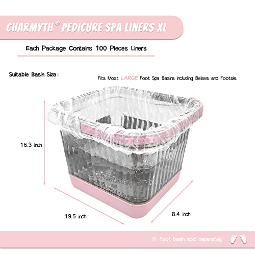 Charmyth Disposable Pedicure Liners Bag XL - 100 Count Bath Foot Spa