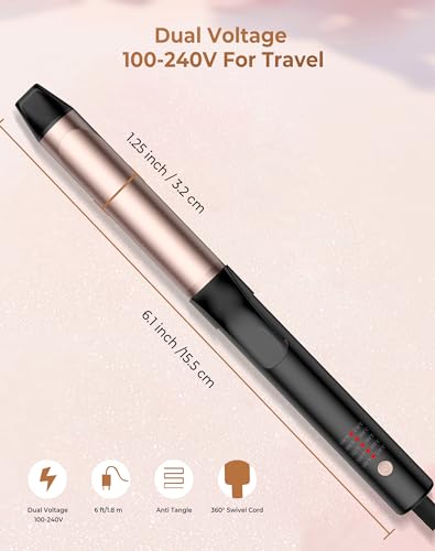 Black Ukliss 1.25 Inch Automatic Rotating Curling Iron with Dual Voltage