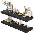 48-Inch Deep Black Floating Shelves Set of 2 - Wall-Mounted Storage for Living Room Bedroom Kitchen