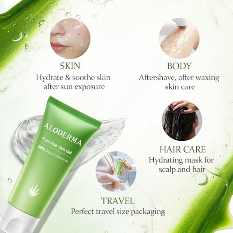 Aloderma Aloe Vera Gel Set 3 Pack - Travel Size Aloe Gel, Aloe Flower Essence Gel, 200g Aloe Vera Gel