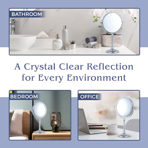 Mirrorvana Large Double Sided 10X/1X Makeup Mirror - Chrome, 15x8 Inch