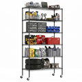 Black Commercial Wire Shelving Unit - Adjustable Steel Rack for Kitchen Garage & Pantry