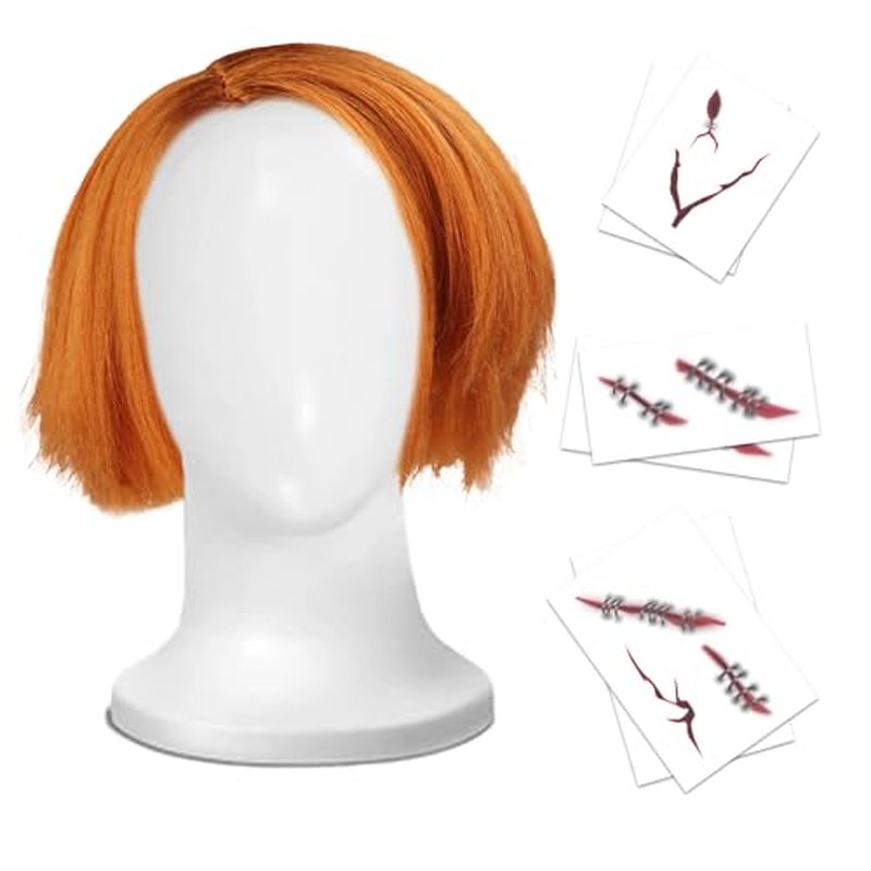 Evil Doll Wig & Temporary Tattoos ? Cosplay Kit for Halloween, Costume Parties & Fan Events ? Easy Alternative to Makeup (Evil Doll - Wig & Tattoos)