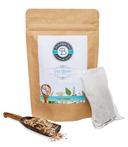 Herbal Sitz Bath Soak & Bath Salts - 8 Sachets, 1.6 Ounce Pack of 8 - Natural Personal Care for Skin & Comfort