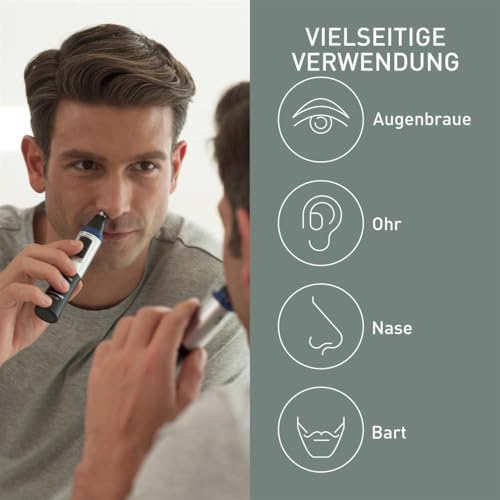 Nose Ear Facial Hair Trimmer Wet Dry Vortex Cleaning System - Blue