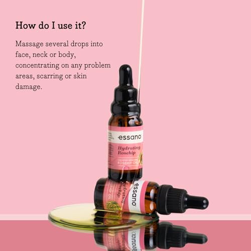 Organic Rosehip Oil for Face and Body - Hydrating Natural Skin Care with Vitamin E, 20ml