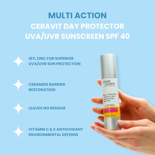 Multi-Action CeraVit Day Protector Sunscreen SPF 40 ? 16% Zinc Oxide Mineral SPF | Barrier-Repair Sunscreen with Ceramides, Vitamin C & E | Reef-Safe, Lightweight, Non-Greasy | 1.75 oz