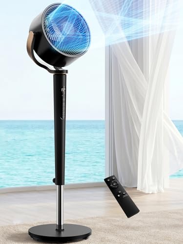 Uthfy 46 Inch Oscillating Pedestal Fan with Remote, 16 Speeds & 4 Modes, Quiet Tall Standing Fan with Timer
