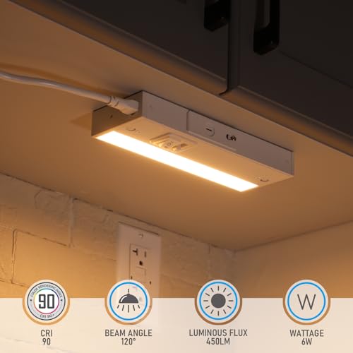 LED Under Cabinet Lighting 8 Inch 5CCT Dimmable Aluminum White 4-Pack - StableShine Series