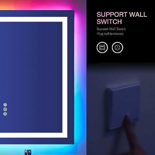 RGB LED Bathroom Mirror with Lights, Dimmable & Anti-Fog, 20x28 Inches - Variation Rgb / 28L x 20W