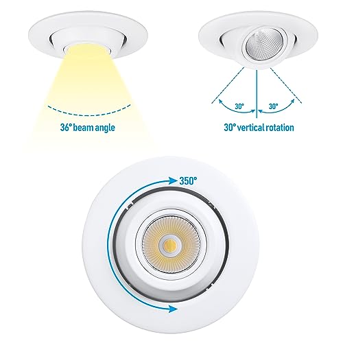 4-Pack LED Recessed Eyeball Lights 5CCT Dimmable 4 Inch Adjustable Ceiling Spotlights