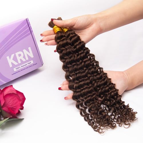Human Braiding Hair Set 16 Inch #4 Deep Curly Virgin Brazilian Hair for Boho Braid