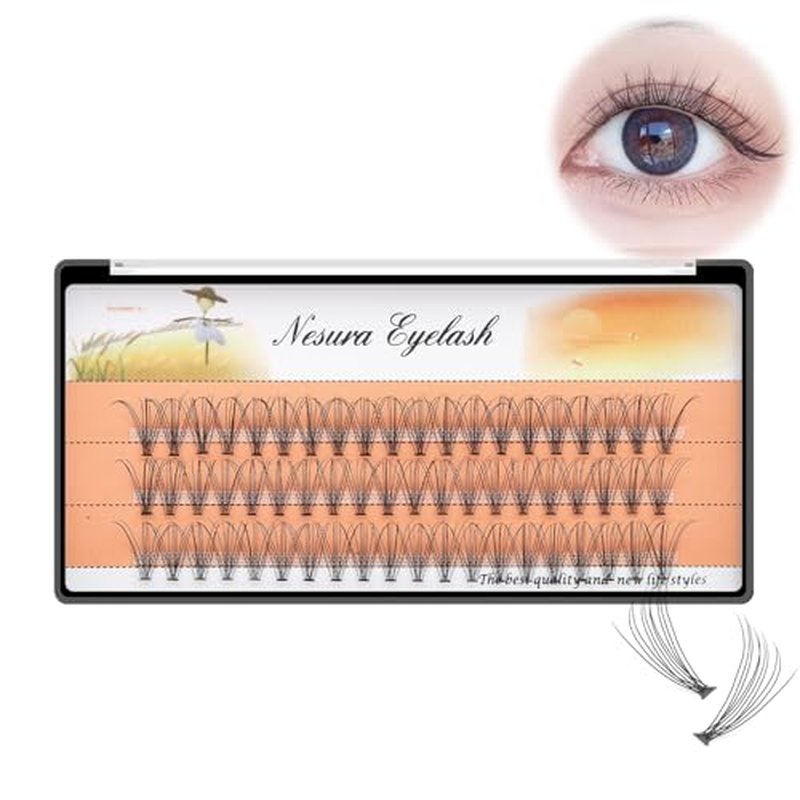 BODERMINCER 10 Root 60pcs 8-10-12-14-16mm Mixed Black Handmade False Eyelashes Natural Long Individual Eyelashes Extension Fake Lashes Makeup Beauty Cosmetic (5 PACKS-10MM)