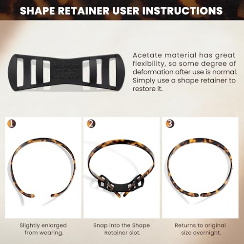 Hairband for Eyewear Women 3PCS Tortoise Amber Black Acetate Fashion Non-Slip
