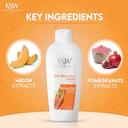 FAIR & WHITE Carrot Body Wash 1000ml - Brightening & Refreshing Skin Care