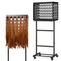 Black Braiding Hair Rack with 150 Pegs, Tri-Sided Stand for Hair Stylists