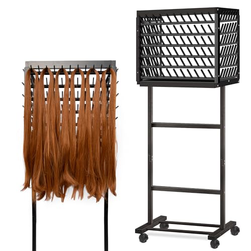 Black Braiding Hair Rack with 150 Pegs, Tri-Sided Stand for Hair Stylists