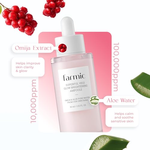 FARMIC Vegi Glow Ampoule Serum - Hydrating Brightening Face Serum for Dull Skin