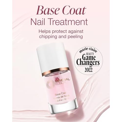 Mineral Fusion Base Coat Nail Treatment - Extend the Length of Manicures - Protect Against Chipping, Peeling Nail Polish - Long Lasting, Nail Strengthener - Vegan, No Harsh Ingredients - 0.33 Fl Oz