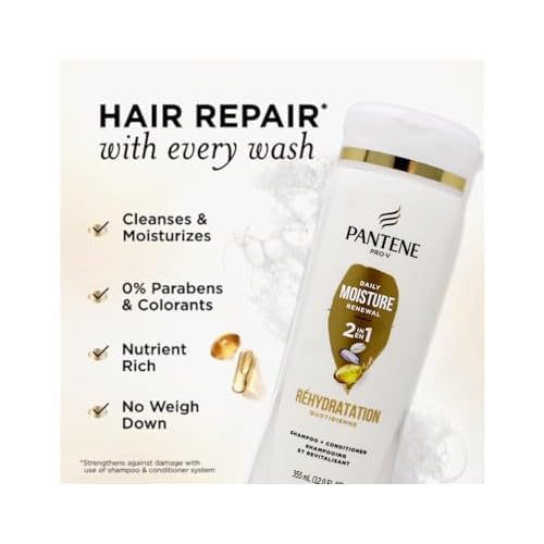 Pantene PRO-V Daily Moisture Renewal 2 in 1 Shampoo + Conditioner, 12 oz