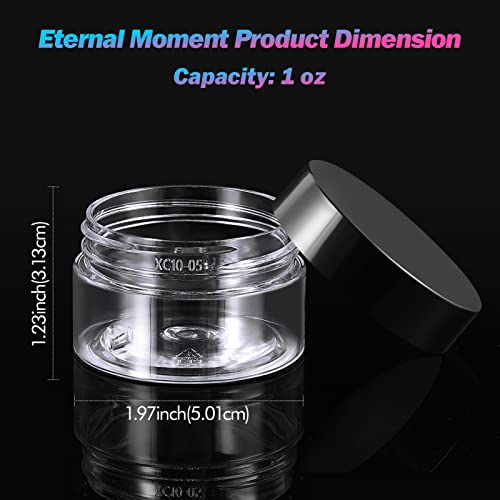 1 oz Plastic Jars with Black Lids - 50-Pack Clear Cosmetic Containers with Labels & Spatulas - Variation: Black Lid