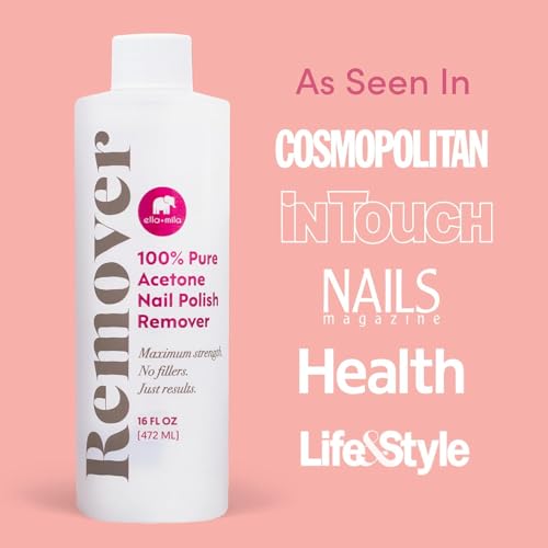 Ella+Mila 100% Pure Acetone Nail Polish Remover - Gel & Acrylic, 16 Fl Oz Pack of 3