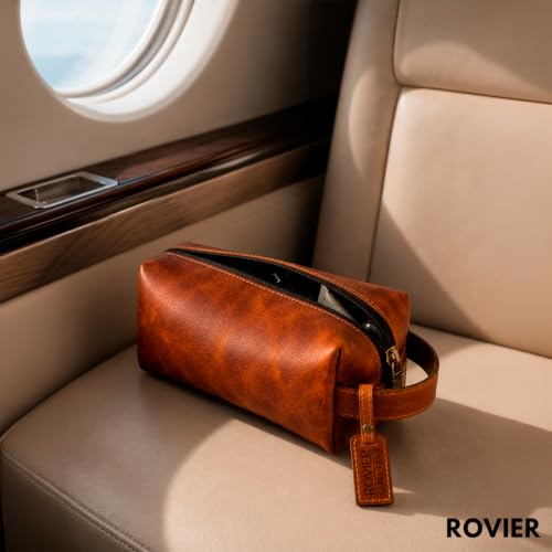 Havana Leather Toiletry Bag for Men - Full-Grain Bovine Dopp Kit, Travel Organizer